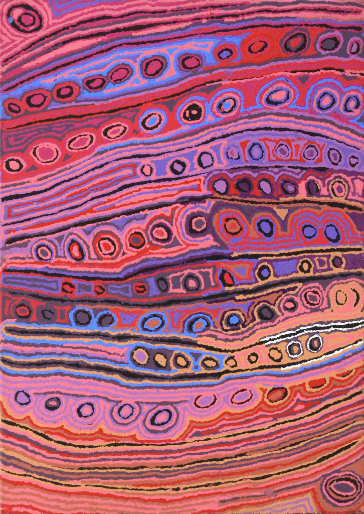 Aboriginal Artwork by Mary Anne Nampijinpa Michaels, Lappi Lappi Jukurrpa, 107x76cm