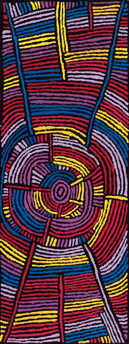 Aboriginal Art by Mary Napangardi Brown, Kurrkara Jukurrpa (Desert Oak Dreaming) - Mina Mina, 122x46cm - ART ARK®