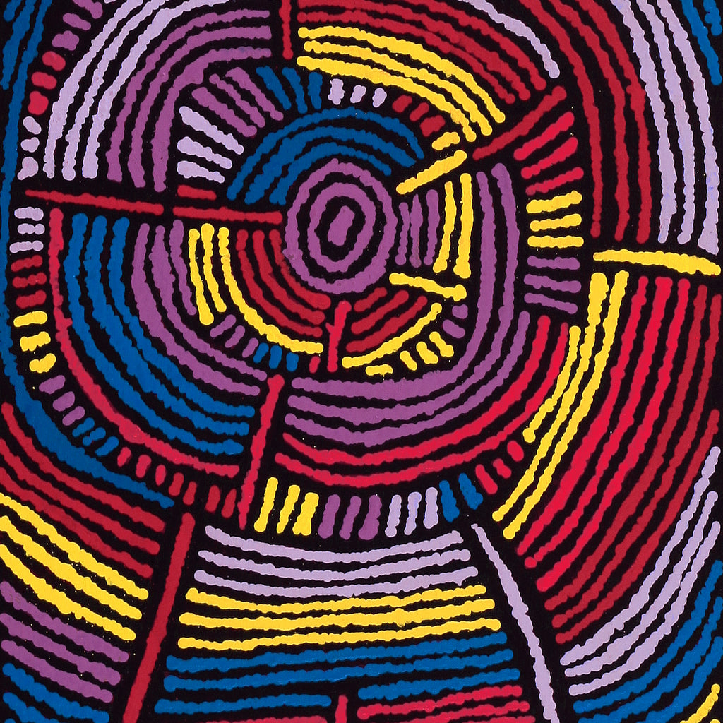 Aboriginal Art by Mary Napangardi Brown, Kurrkara Jukurrpa (Desert Oak Dreaming) - Mina Mina, 122x46cm - ART ARK®