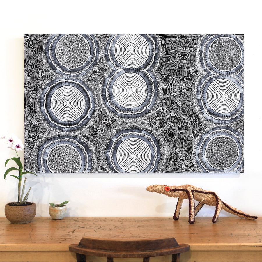 Aboriginal Artwork by Mary Napangardi Butcher, Pikilyi Jukurrpa, 122x76cm