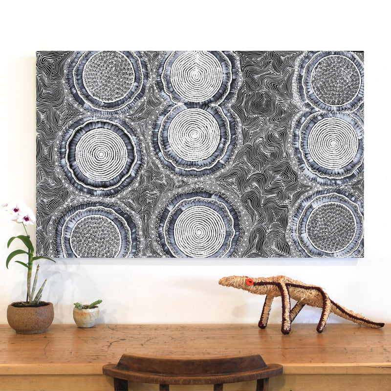 Aboriginal Artwork by Mary Napangardi Butcher, Pikilyi Jukurrpa, 122x76cm