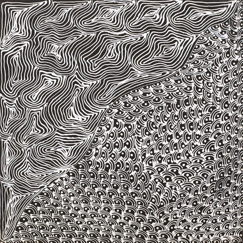 Aboriginal Artwork by Mary Napangardi Butcher, Pikilyi Jukurrpa (Vaughan Springs Dreaming), 30x30cm
