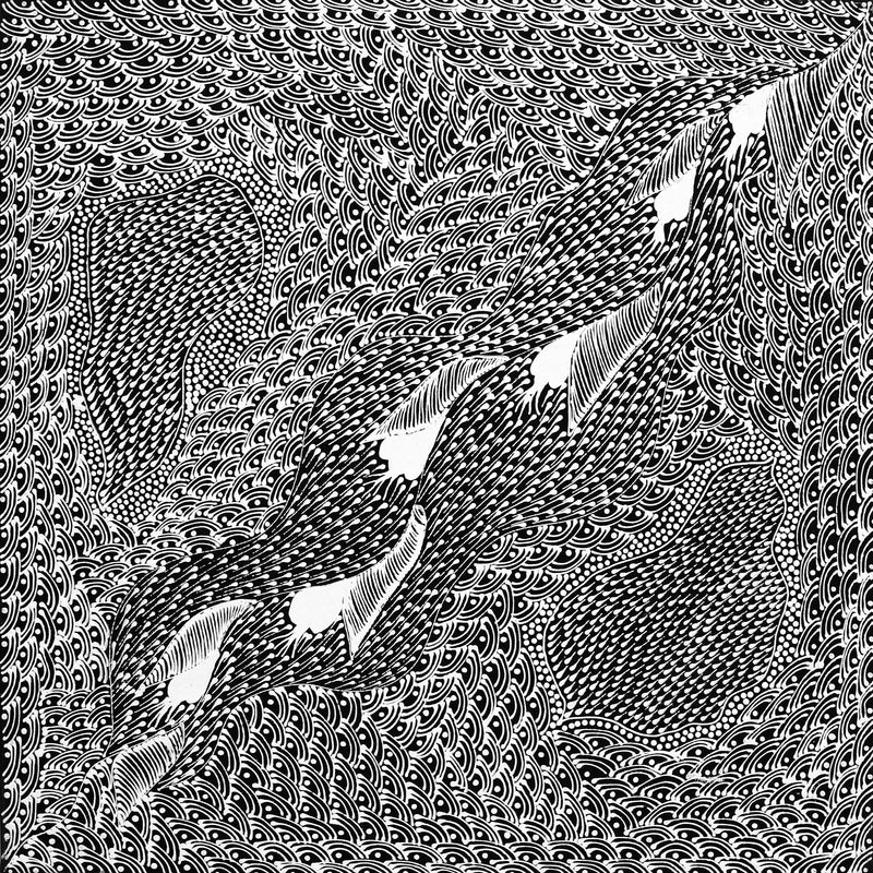 Aboriginal Artwork by Mary Napangardi Butcher, Pikilyi Jukurrpa, 40x40cm