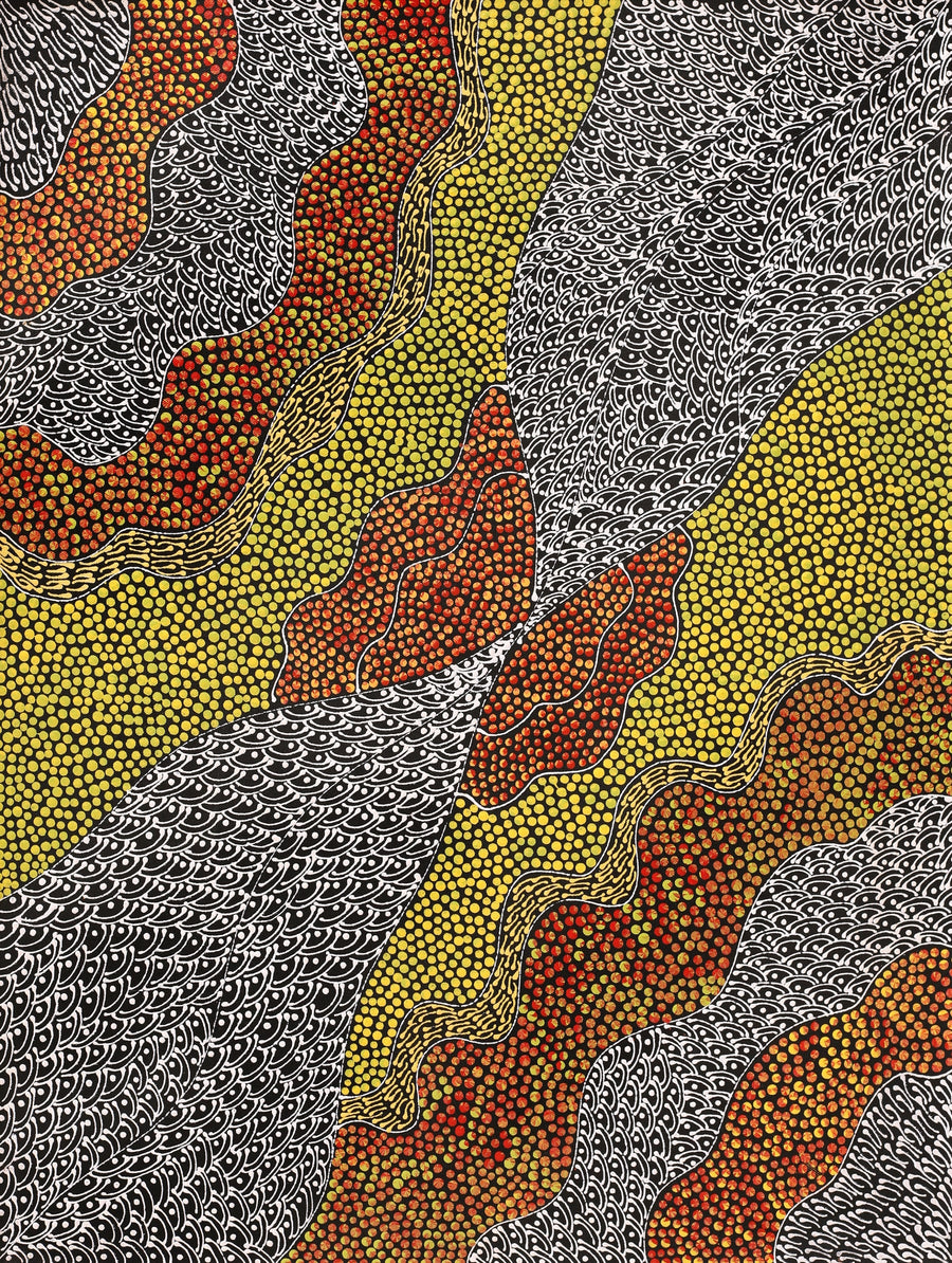 Aboriginal Artwork by Mary Napangardi Butcher, Pikilyi Jukurrpa, 61x46cm