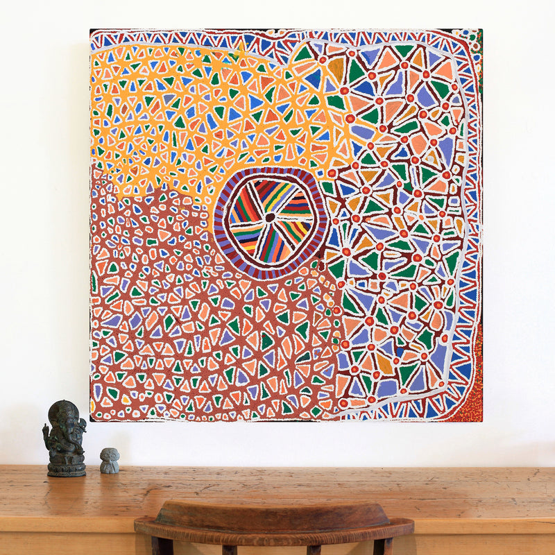Aboriginal Artwork by Mary Napangardi Gallagher, Mina Mina Jukurrpa - Ngalyipi, 91x91cm
