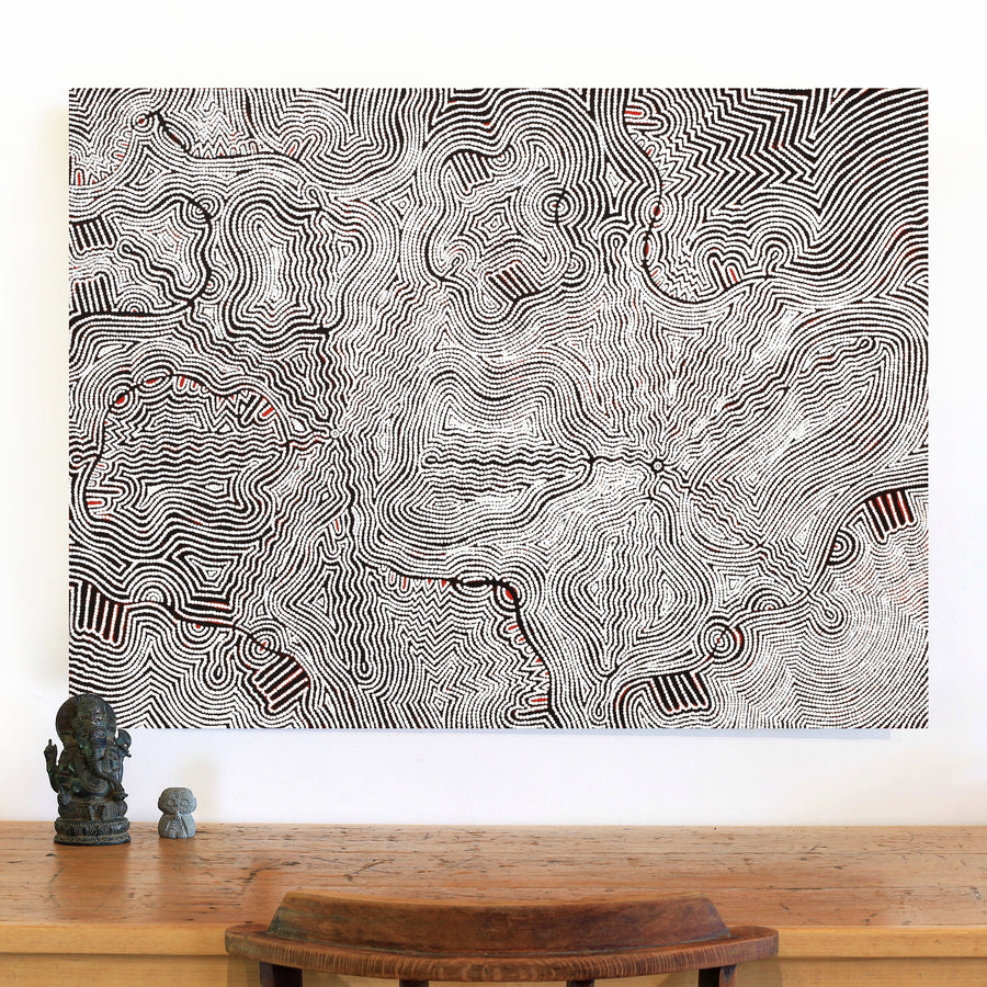 Aboriginal Artwork by Mary Roberts, Yalka at Murini, 102x76cm