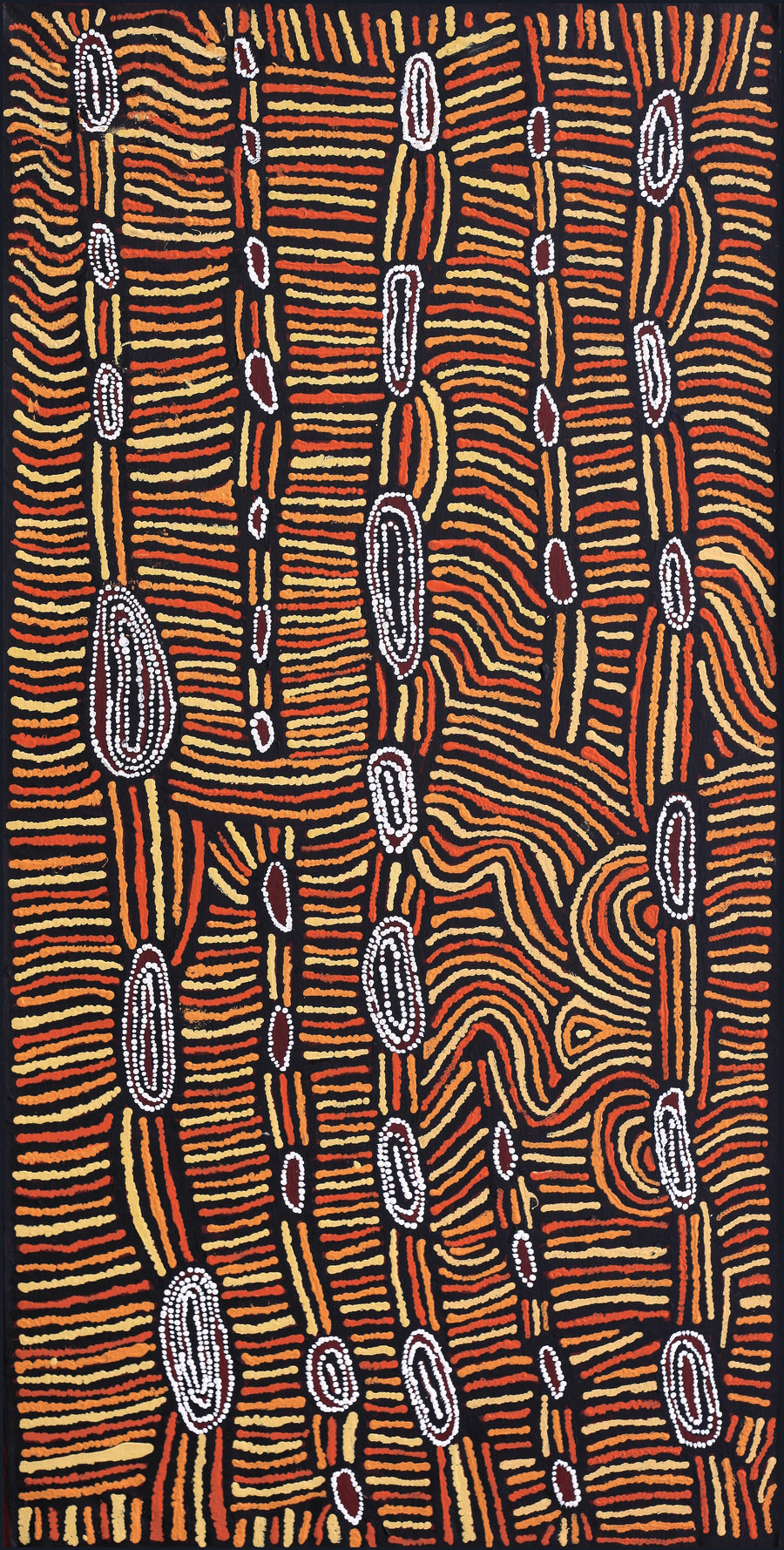 Aboriginal Artwork by Mary Napangardi Brown, Mina Mina Jukurrpa - Ngalyipi, 122x61cm