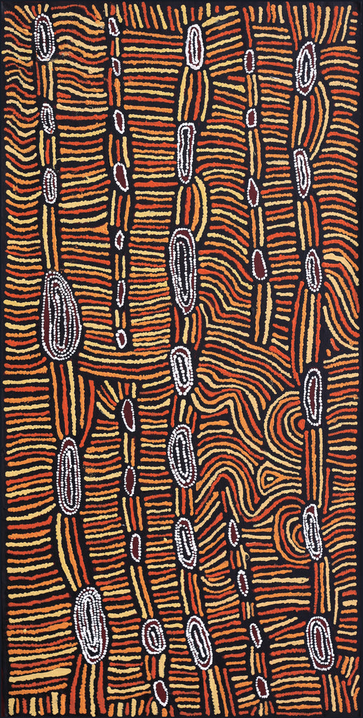 Aboriginal Artwork by Mary Napangardi Brown, Mina Mina Jukurrpa - Ngalyipi, 122x61cm