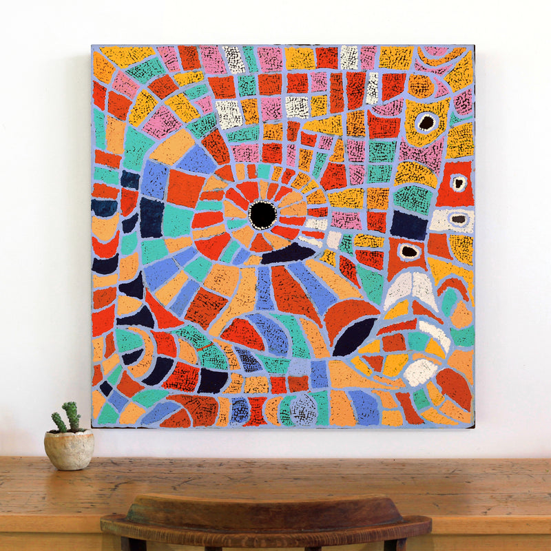 Aboriginal Artwork by Mary Napangardi Brown, Mina Mina Jukurrpa - Ngalyipi, 76x76cm