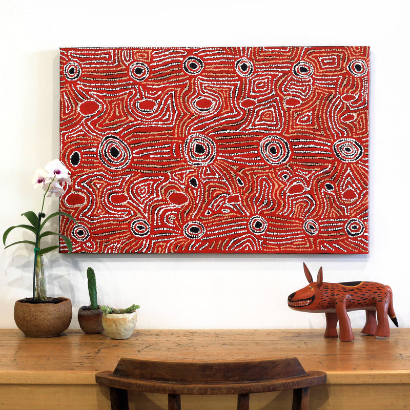 Aboriginal Artwork by Mary Napangardi Brown, Mina Mina Jukurrpa - Ngalyipi, 91x61cm