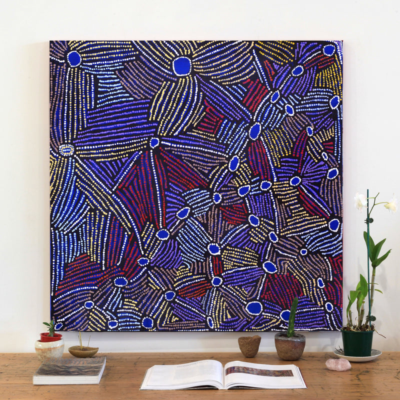 Aboriginal Artwork by Mary Napangardi Brown, Kurrkara Jukurrpa (Desert Oak Dreaming), 91x91cm