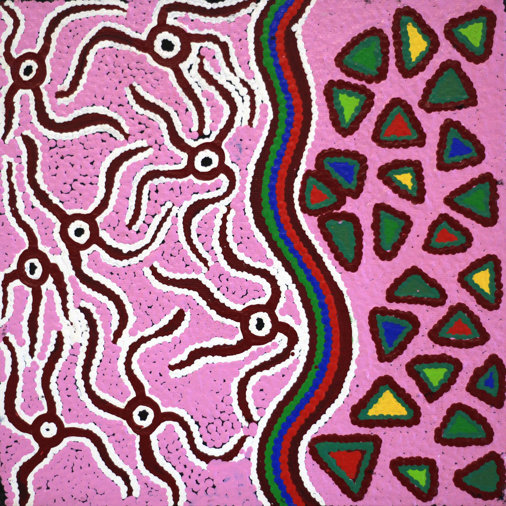 Aboriginal Artwork by Mary Napangardi Gallagher, Pikilyi Jukurrpa (Vaughan Springs Dreaming), 30x30cm