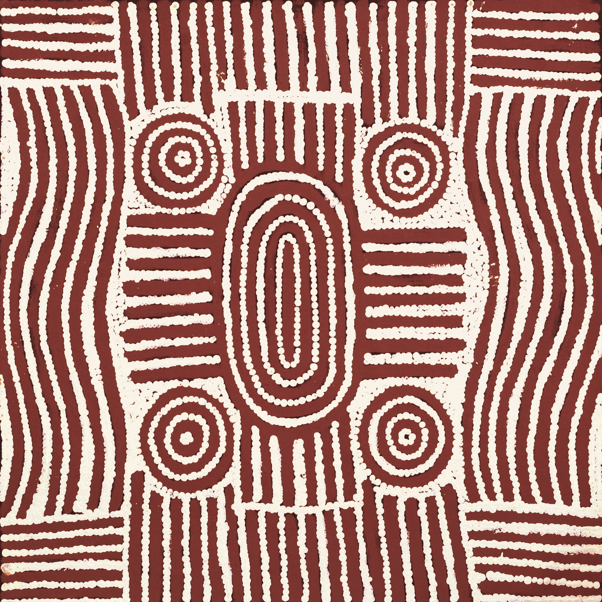 Aboriginal Art by Maryanne Nungarrayi Spencer,  Wardapi Jukurrpa (Goanna Dreaming) - Yarripurlangu, 46x46cm - ART ARK®