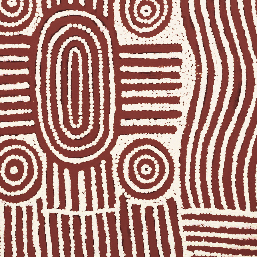 Aboriginal Artwork by Maryanne Nungarrayi Spencer, Wardapi Jukurrpa (Goanna Dreaming) - Yarripurlangu, 46x46cm