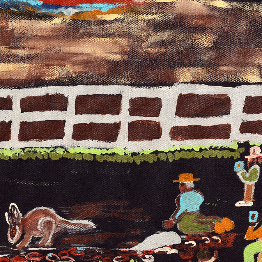 Aboriginal Artwork by Matthew Miller Nambajin, Warru Ranger, 91x46cm