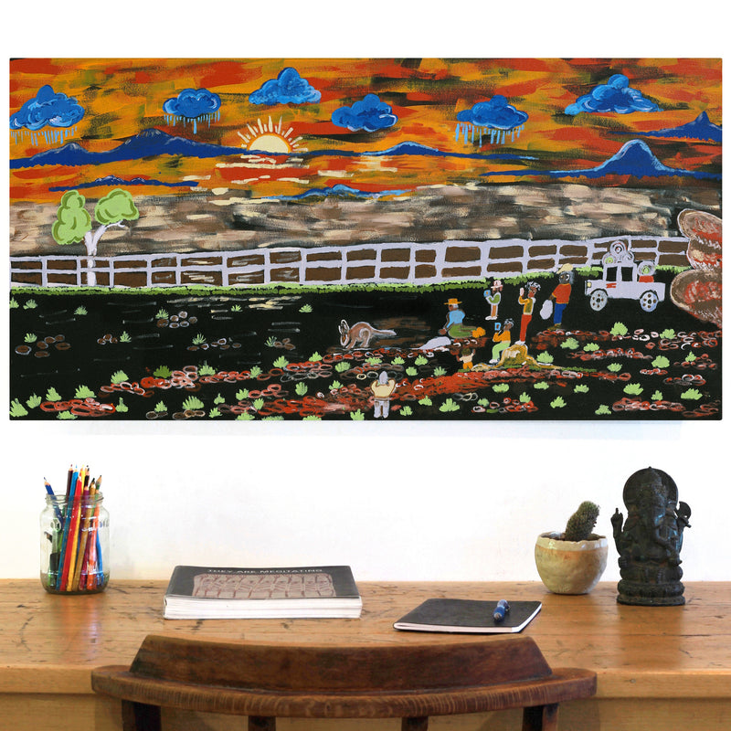 Aboriginal Artwork by Matthew Miller Nambajin, Warru Ranger, 91x46cm