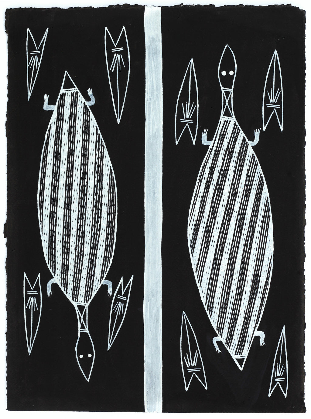 Aboriginal Artwork by Mathew Ashley Marraliyawuy, Madalaytji (short neck turtle), Gapuwiyak - 38x28cm
