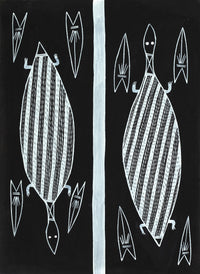 Aboriginal Artwork by Mathew Ashley Marraliyawuy, Madalaytji (short neck turtle), Gapuwiyak - 38x28cm