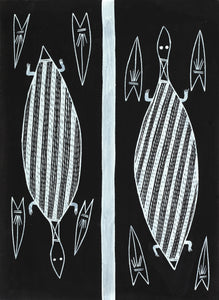 Aboriginal Artwork by Mathew Ashley Marraliyawuy, Madalaytji (short neck turtle), Gapuwiyak - 38x28cm - ART ARK®