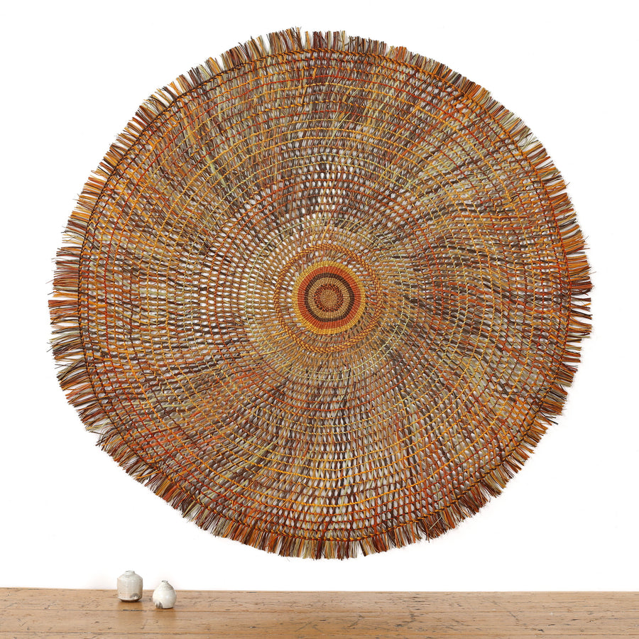 Aboriginal Artwork by Mavis Marrkula Djuliping - Woven Mat 123x120cm