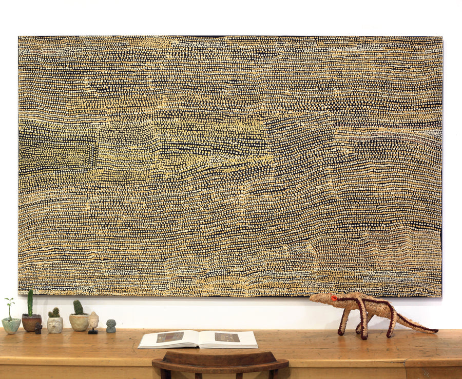 Aboriginal Artwork by Mavis Nampitjinpa Marks, Kalipinpa Water Dreaming, 198x121cm