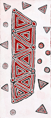 Aboriginal Artwork by Maxie Jampijinpa Pollard, Ngapa Jukurrpa (Water Dreaming) - Mikanji, 107x46cm