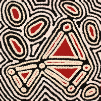 Aboriginal Artwork by Maxie Jampijinpa Pollard, Ngapa Jukurrpa (Water Dreaming) - Puyurru, 30x30cm