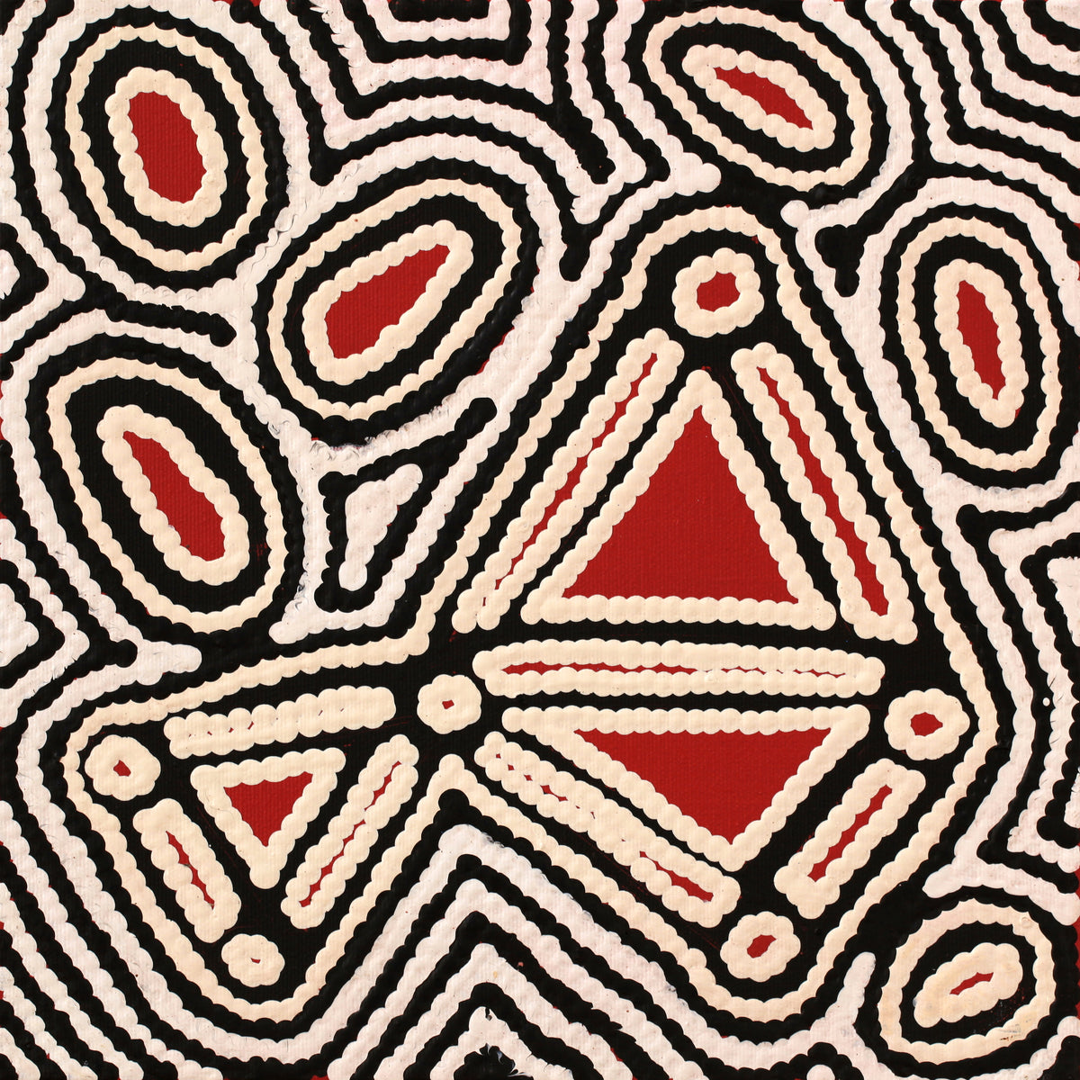 Aboriginal Art by Maxie Jampijinpa Pollard, Ngapa Jukurrpa (Water Dreaming) - Puyurru, 30x30cm - ART ARK®