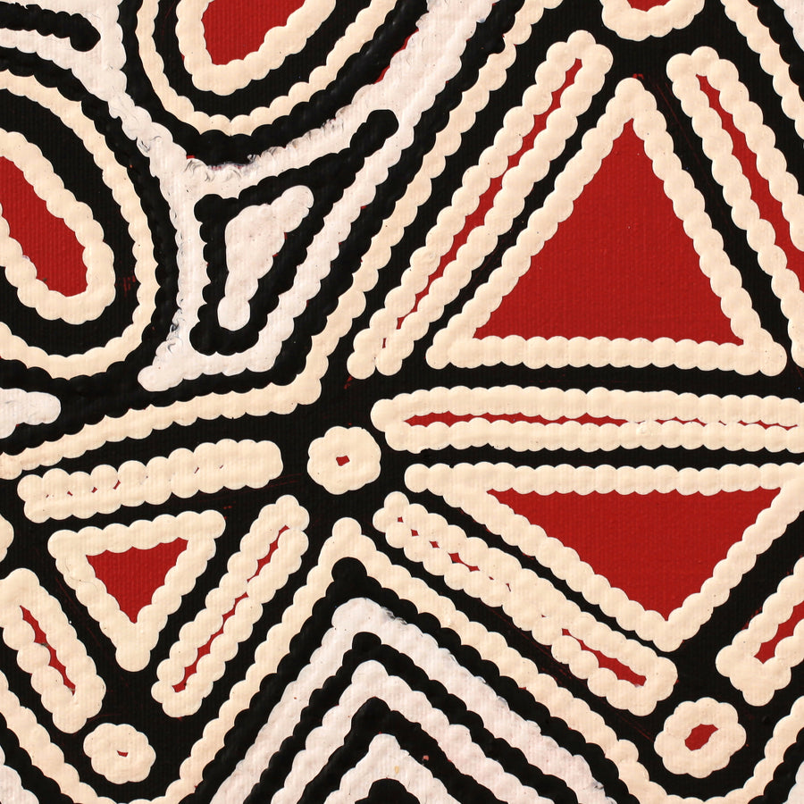 Aboriginal Artwork by Maxie Jampijinpa Pollard, Ngapa Jukurrpa (Water Dreaming) - Puyurru, 30x30cm