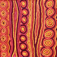 Aboriginal Artwork by Maxie Jampijinpa Pollard, Ngapa Jukurrpa (Water Dreaming) - Puyurru, 46x46cm