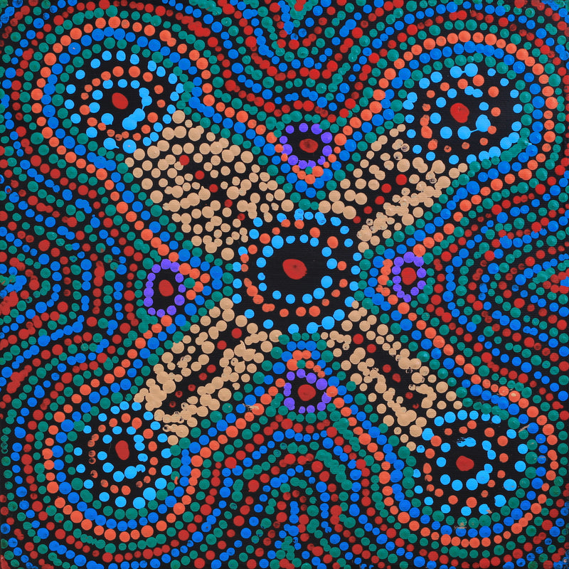Aboriginal Artwork by Megan Nampijinpa Kantamarra, Marapinti Dreaming, 30x30cm