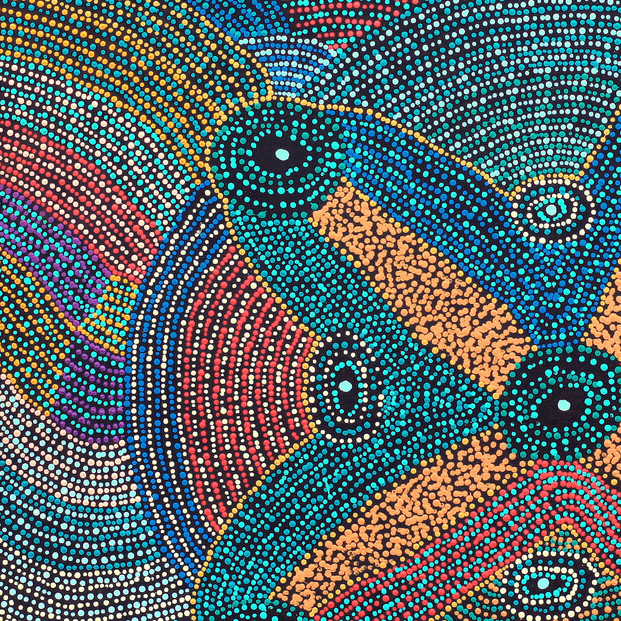 Aboriginal Artwork by Megan Nampijinpa Kantamarra, Marapinti Dreaming, 107x107cm