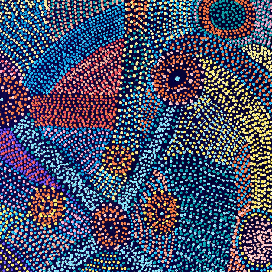 Aboriginal Artwork by Megan Nampijinpa Kantamarra, Marapinti Dreaming, 107x91cm