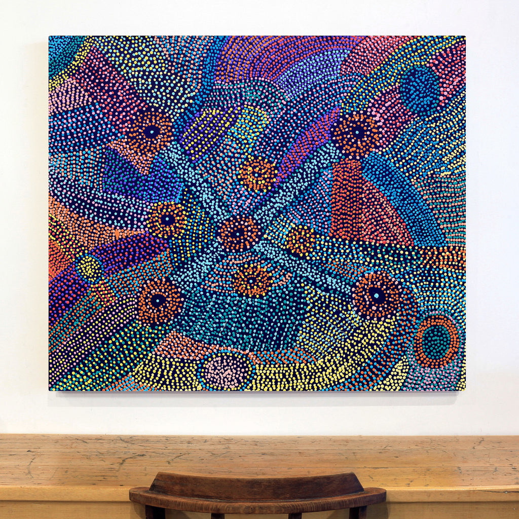 Aboriginal Artwork by Megan Nampijinpa Kantamarra, Marapinti Dreaming, 107x91cm - ART ARK®