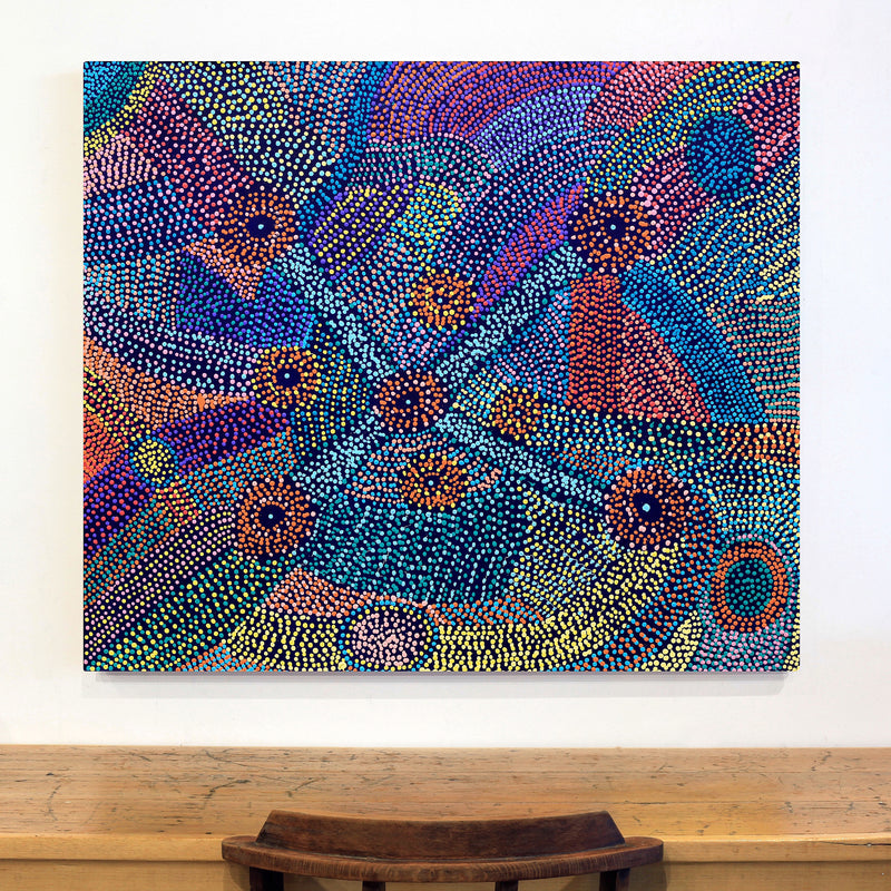 Aboriginal Artwork by Megan Nampijinpa Kantamarra, Marapinti Dreaming, 107x91cm