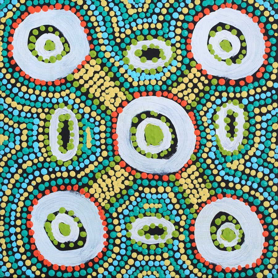Aboriginal Artwork by Megan Nampijinpa Kantamarra, Marapinti Dreaming, 30x30cm