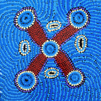 Aboriginal Artwork by Megan Nampijinpa Kantamarra, Marapinti Dreaming, 30x30cm