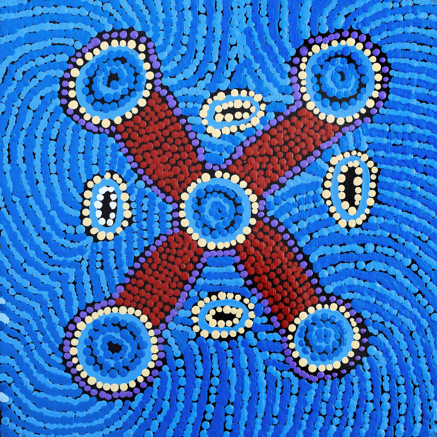 Aboriginal Artwork by Megan Nampijinpa Kantamarra, Marapinti Dreaming, 30x30cm