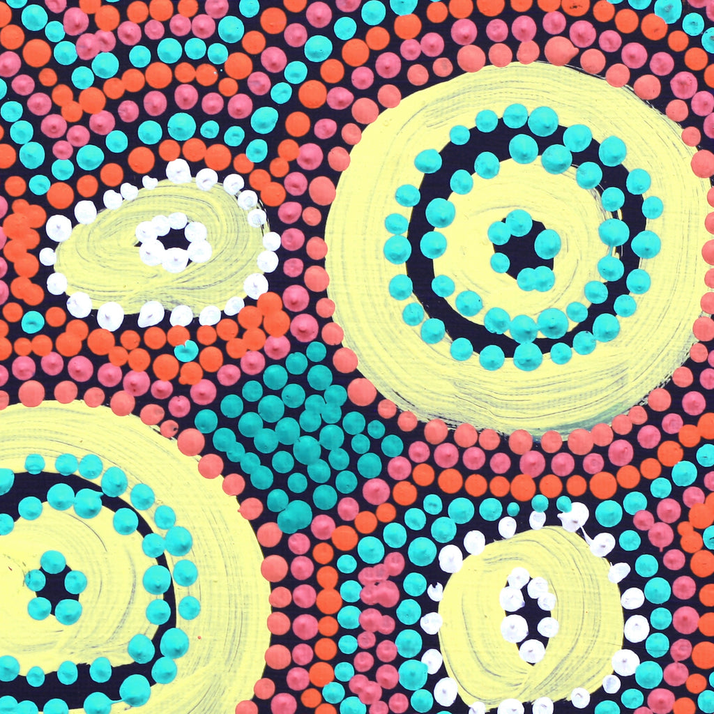Aboriginal Artwork by Megan Nampijinpa Kantamarra, Marapinti Dreaming, 30x30cm