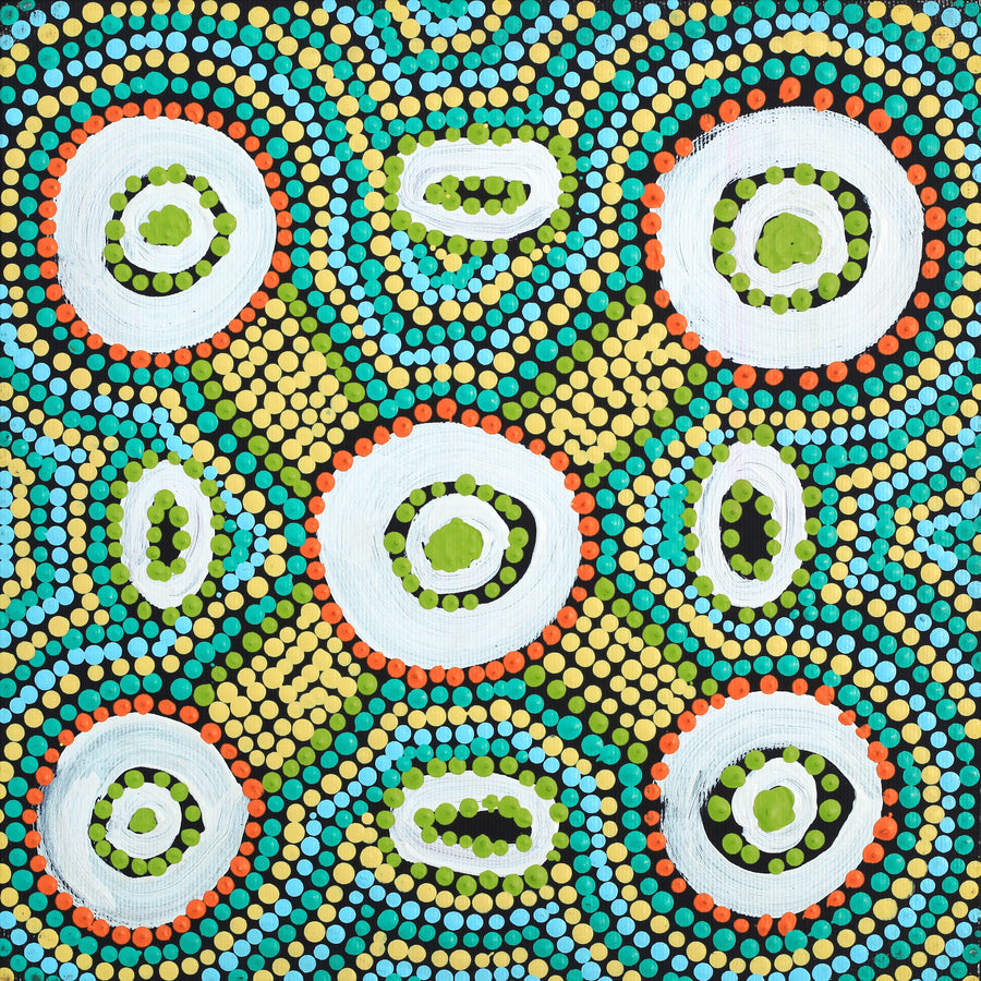 Aboriginal Artwork by Megan Nampijinpa Kantamarra, Marapinti Dreaming, 30x30cm