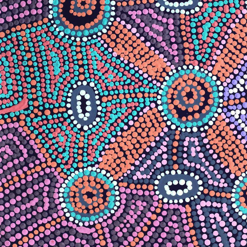 Aboriginal Artwork by Megan Nampijinpa Kantamarra, Marapinti Dreaming, 46x46cm