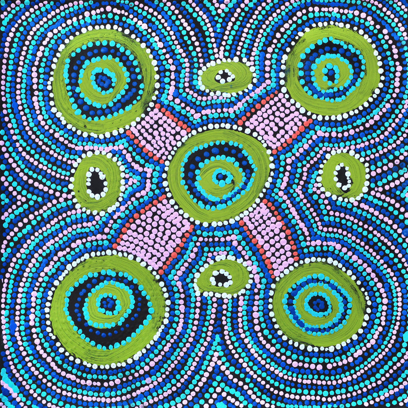Aboriginal Artwork by Megan Nampijinpa Kantamarra, Marapinti Dreaming, 46x46cm