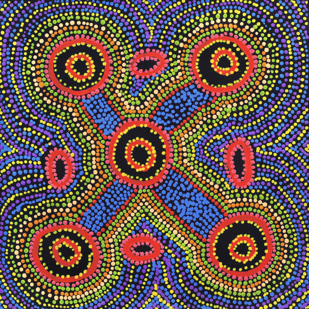 Aboriginal Artwork by Megan Nampijinpa Kantamarra, Marapinti Dreaming, 46x46cm