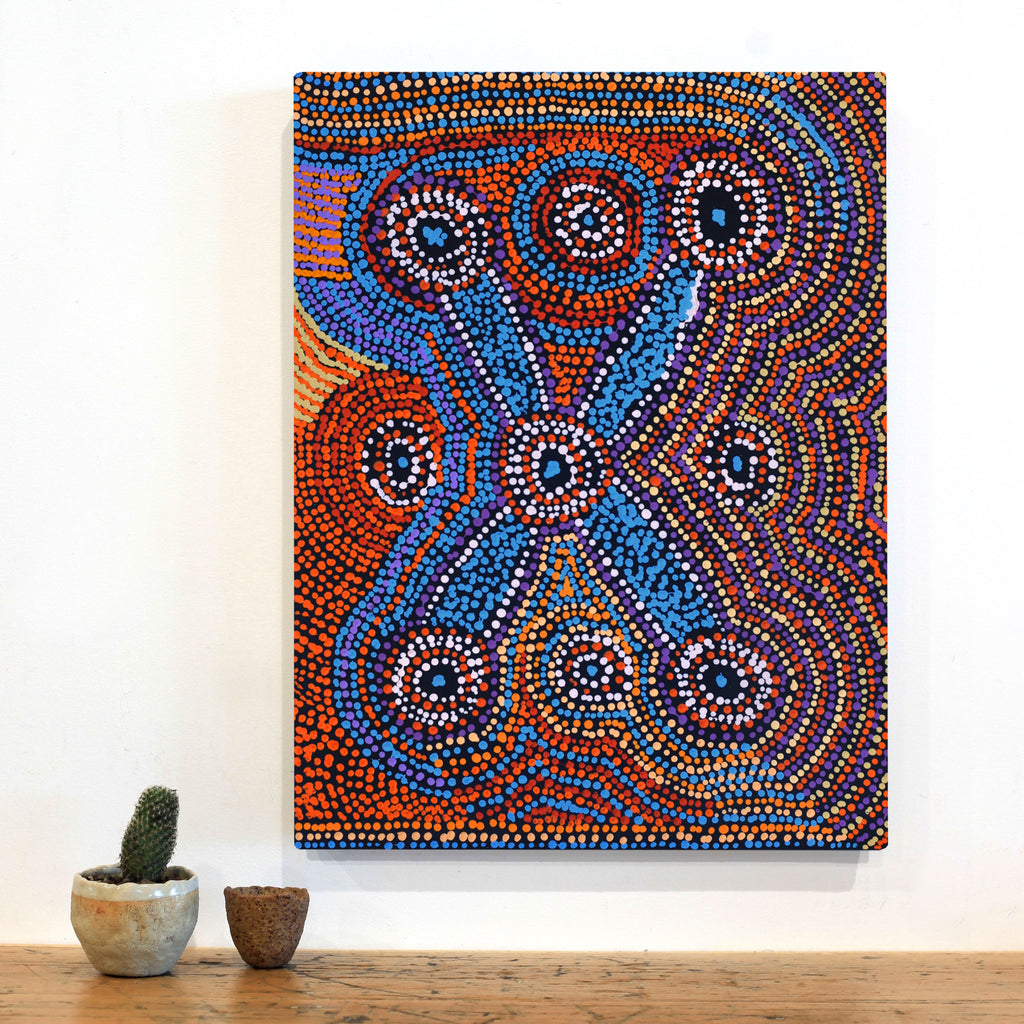 Aboriginal Artwork by Megan Nampijinpa Kantamarra, Marapinti Dreaming, 61x46cm - ART ARK®