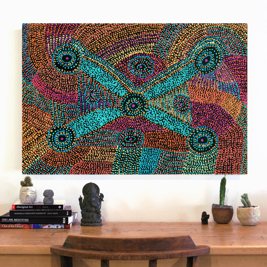 Aboriginal Artwork by Megan Nampijinpa Kantamarra, Marapinti Dreaming, 91x61cm
