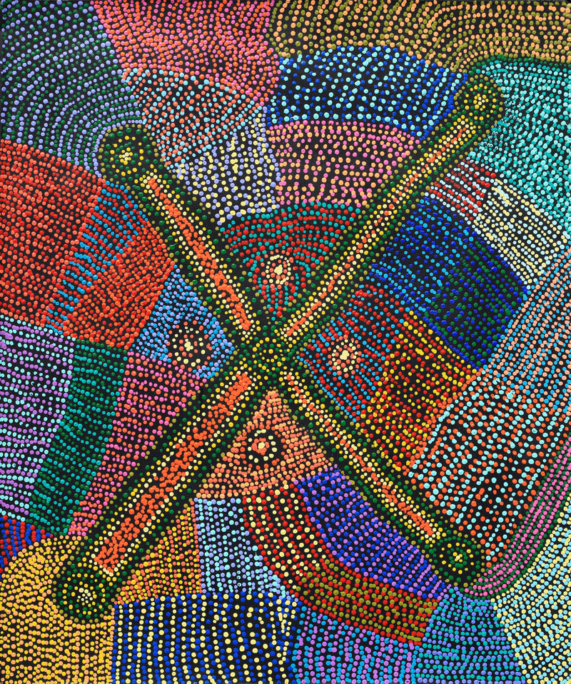 Aboriginal Artwork by Megan Nampijinpa Kantamarra, Marapinti Dreaming, 91x76cm