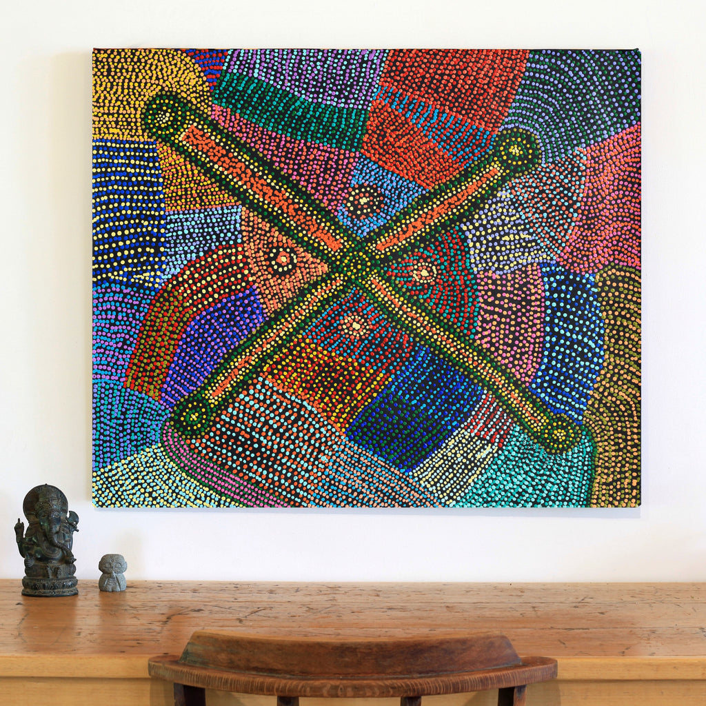 Aboriginal Artwork by Megan Nampijinpa Kantamarra, Marapinti Dreaming, 91x76cm