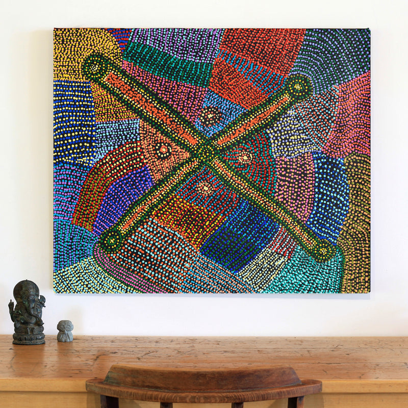 Aboriginal Artwork by Megan Nampijinpa Kantamarra, Marapinti Dreaming, 91x76cm