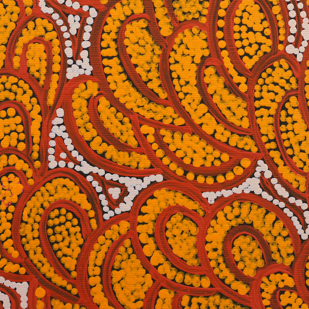 Aboriginal Artwork by Melinda Napurrurla Wilson,  Lukarrara Jukurrpa (Desert Fringe-rush Seed Dreaming), 30x30cm - ART ARK®