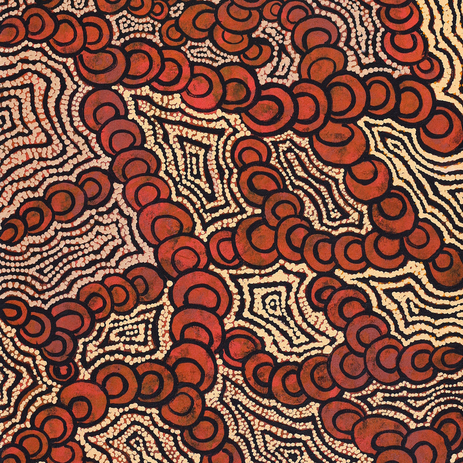 Aboriginal Artwork by Melinda Napurrurla Wilson, Lukarrara Jukurrpa, 107x46cm